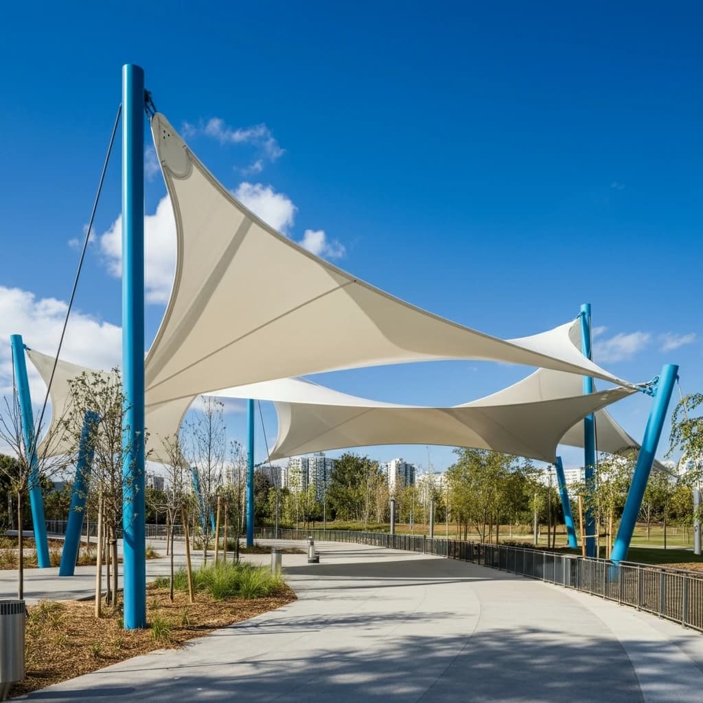 Tensile & Sail Shades by Dhilal Al Qamar — manufactured in Sharjah, installed across UAE