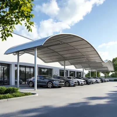 K Span Roof Car Parking Shades